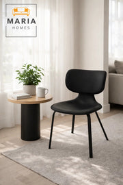 Black Dining Chair, Modern Comfortable Chair, Sturdy Metal Frame Chair