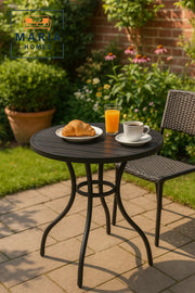 Modern Black Round Cafe Table 80x80x75 cm Outdoor and Indoor Metal Dining Table