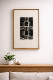 Black Natural Wood Geometric Wall Art with Wooden Frame Decorative Panel black natural
