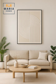 Modern 3D Wall Art Ð Beige Geometric Decorative Panel with Textured Lines 120_80 cm