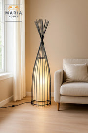 Decorative Cage Floor Lamp with Inner Fabric Diffuser