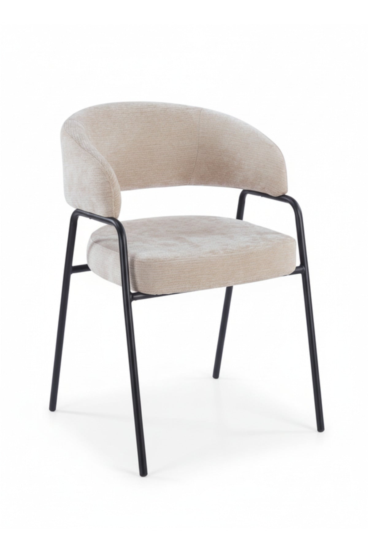 Light Beige Armchair with Black Metal Legs, 78x47x50 CM light beige armchair Dining