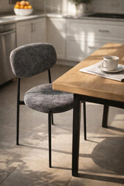 Modern Dark Grey Upholstered Dining Chair with Metal Legs Comfortable Accent Chair