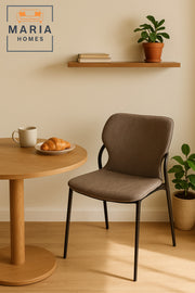 Modern Coffee Fabric Chair Cushioned Seat with Black Metal Frame