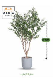 Artificial Olive Tree 200 cm Ð Decorative Plant in Light Grey Fiber Pot for home & office decor