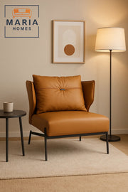 Modern Tan Lounge Chair with Cushioned Back