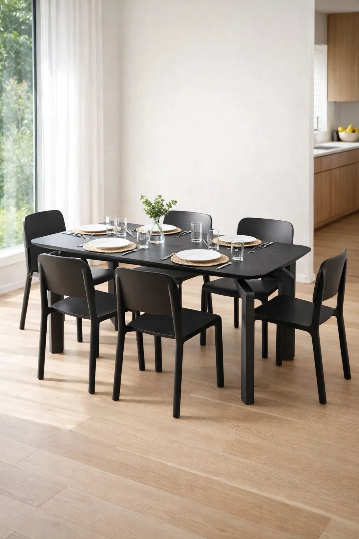 Modern Black Dining Table DT-808 Ð 130_80_75 cm | Stylish Rectangular Table with Designer Curved Leg