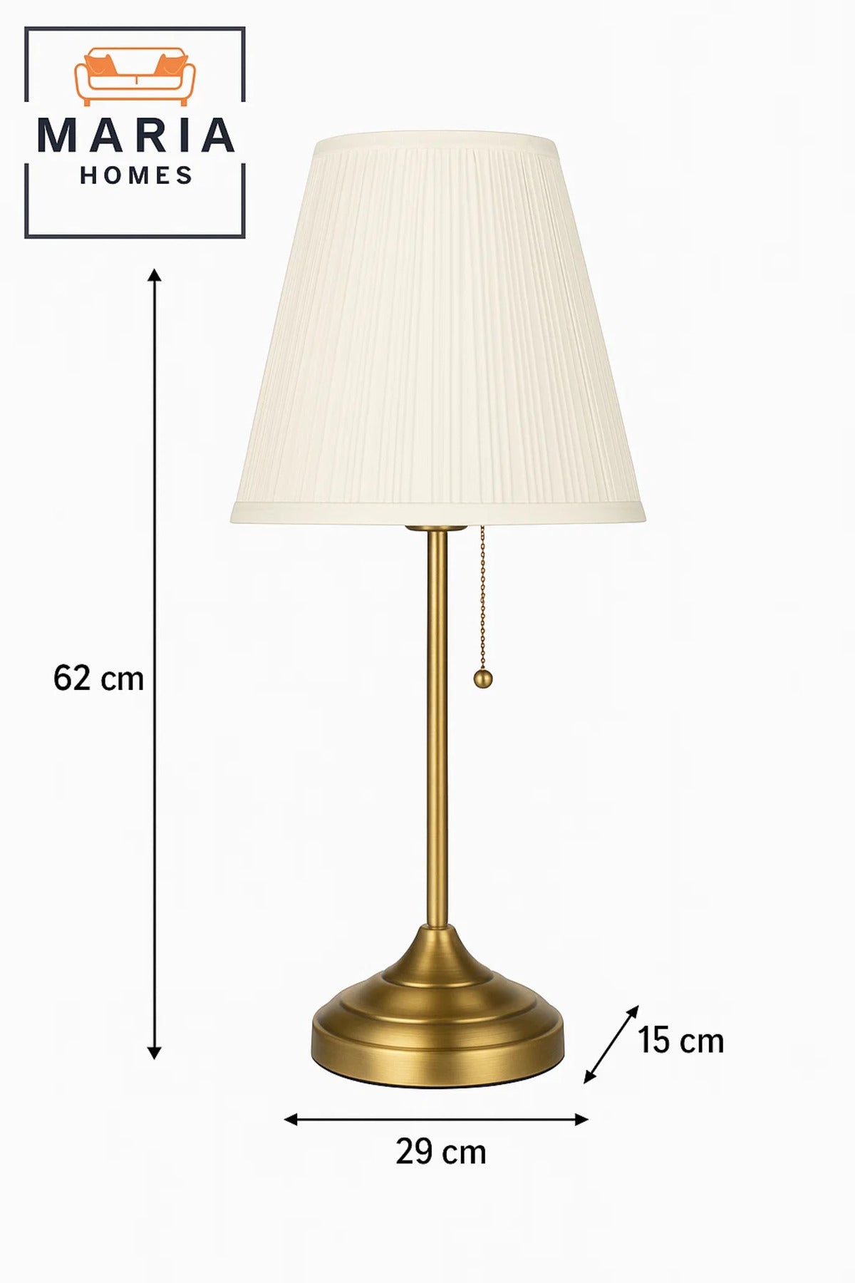 Vintage Brass Table Lamp with Pleated Shade for Cozy Bedroom or Entryway