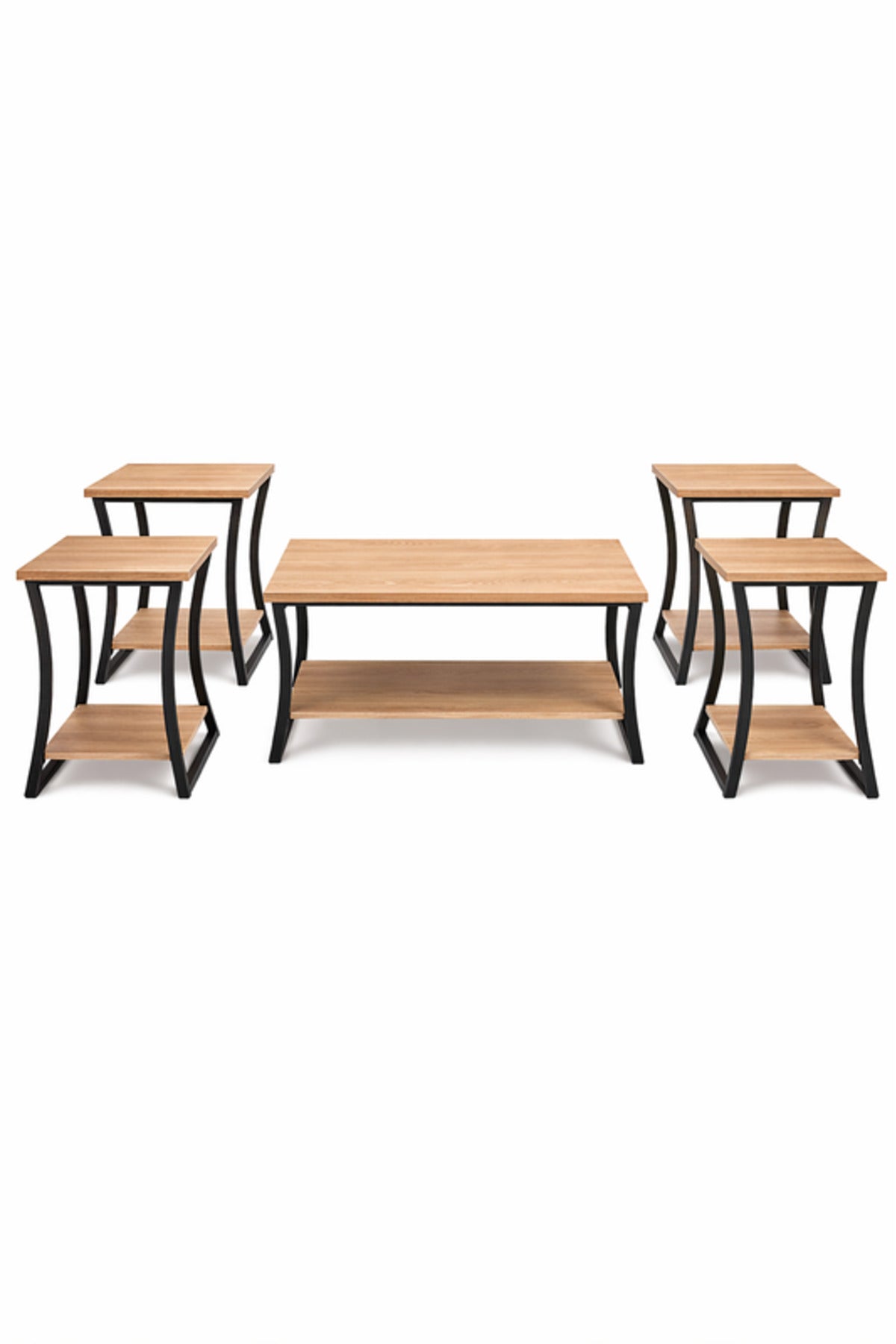 Wood 1+4 Coffee Table Set √ê Elegant Wood Design with 1 Large and 4 Side Tables