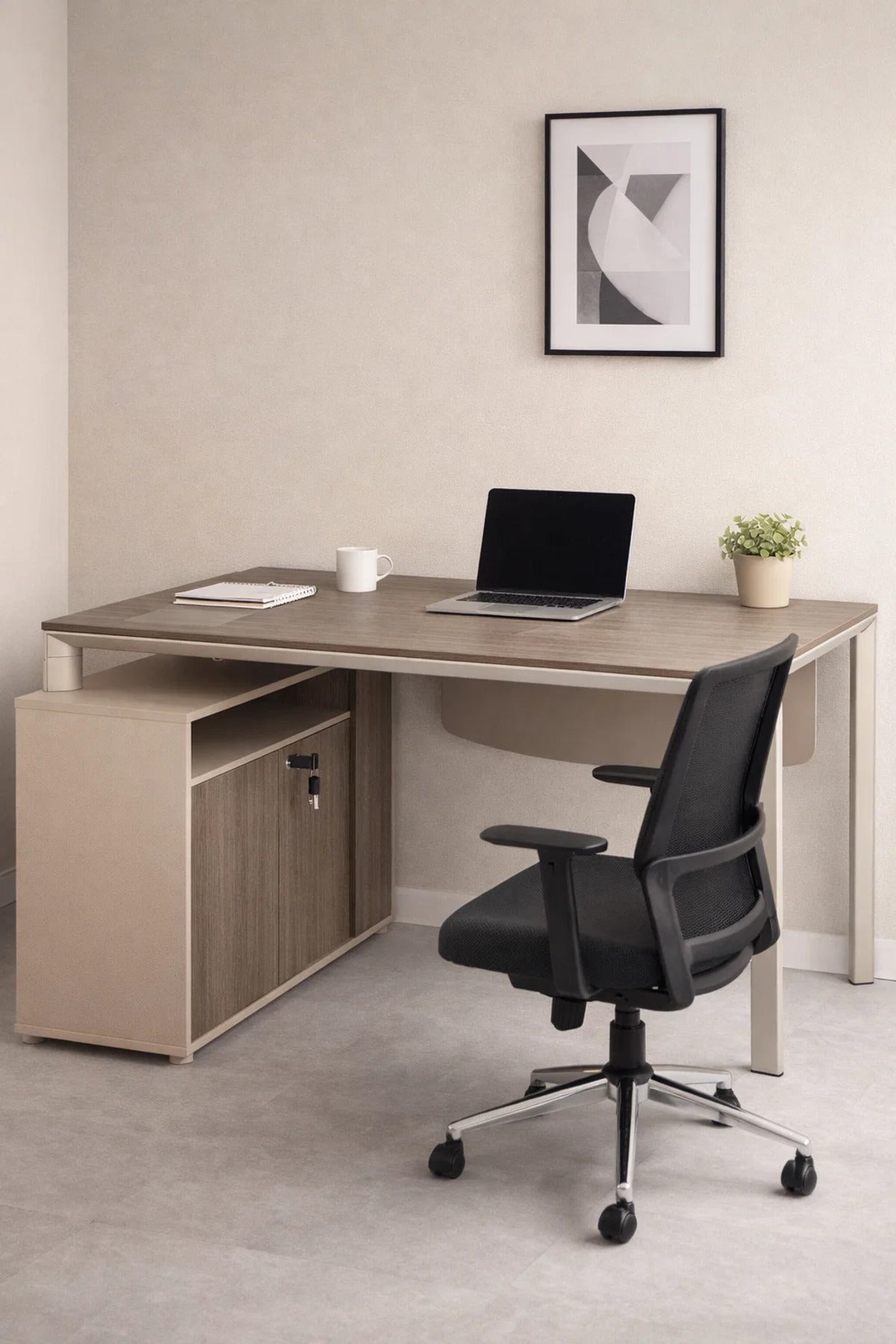 Modern Executive Office Desk with Side Storage Cabinet 180 _ 80 _ 75 cm