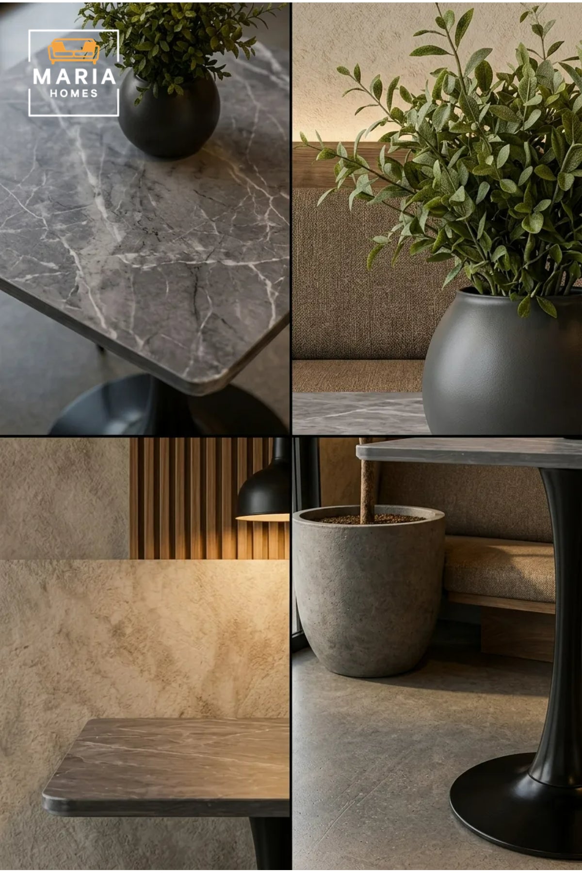 Modern Square Marble Dining Table with Metal Pedestal Base for Cafe Restaurant Furniture