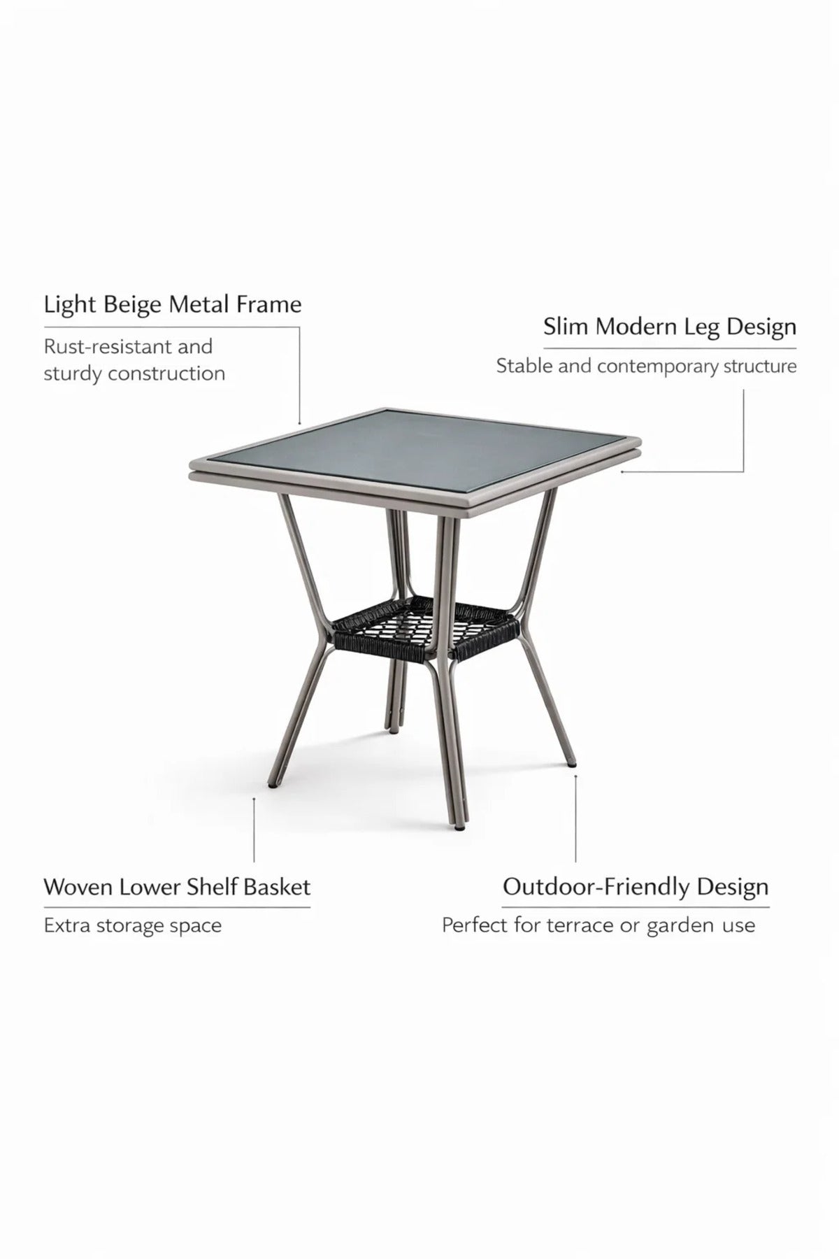 Modern Beige Caf≈Ω Table with Glass Top √ê Compact Square Coffee Table