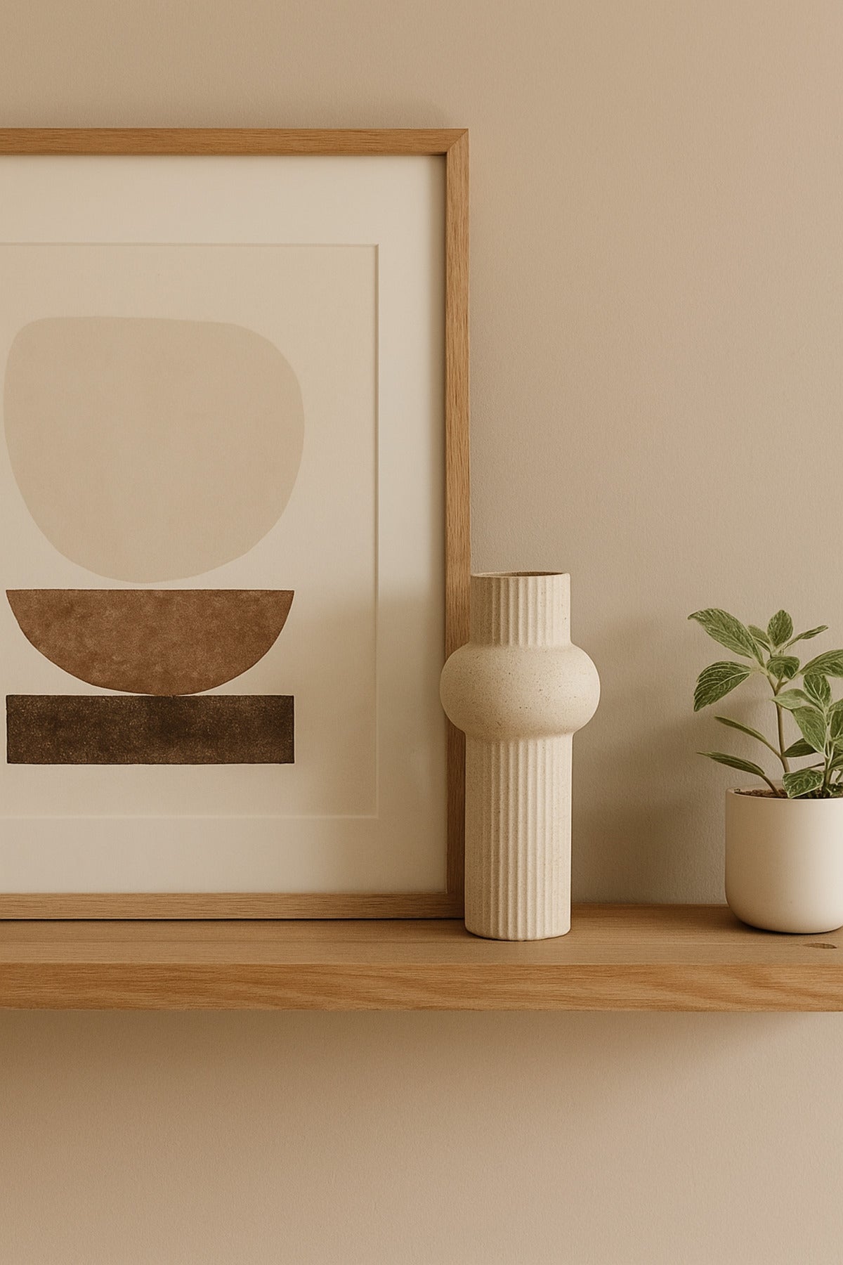 White Ceramic Vase Ð Tall Ribbed Modern Decorative Vase