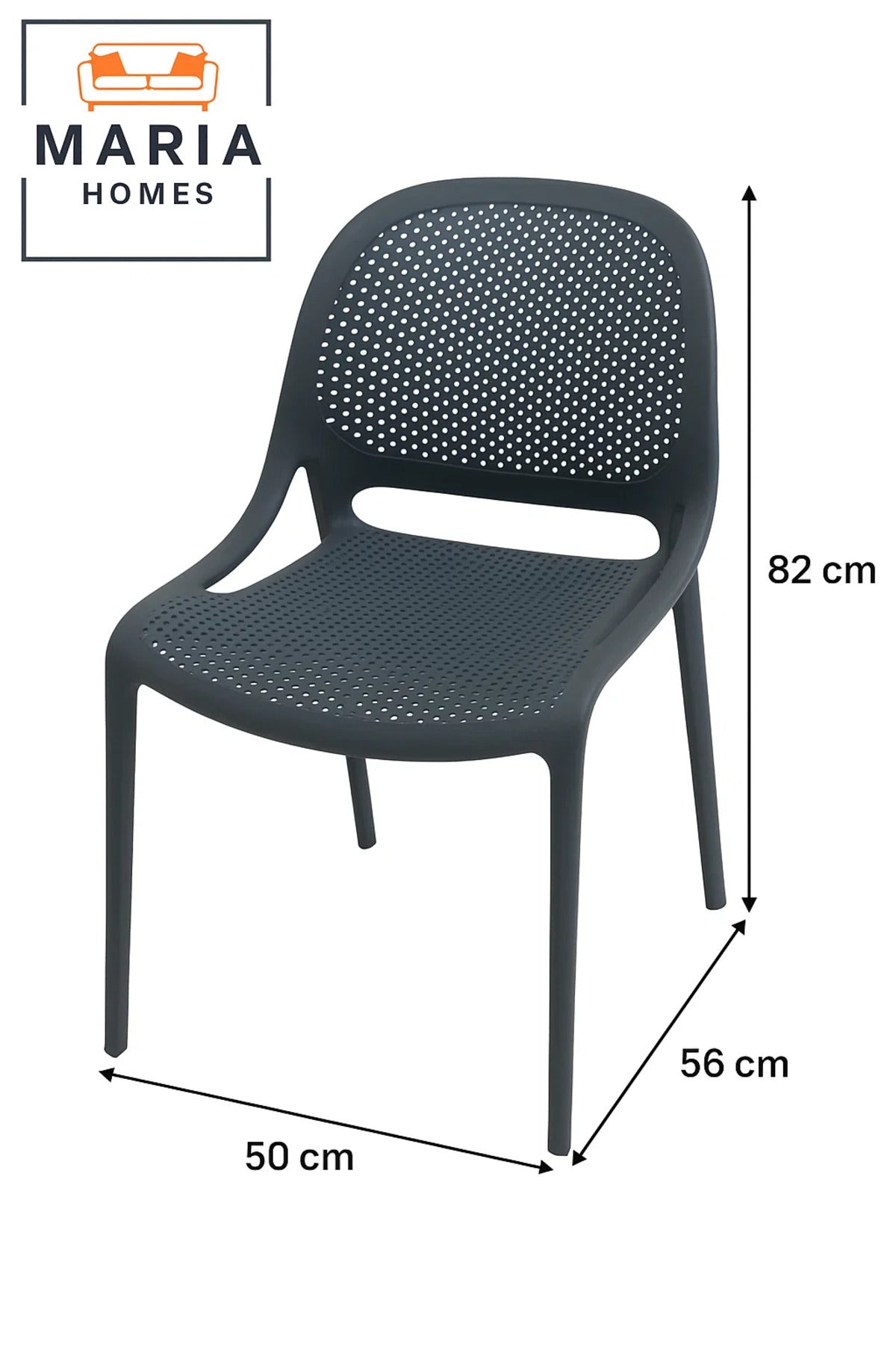 Dark Grey Plastic Armchair with Ventilated Design Ð Modern Stackable Chair for Indoor or Outdoor Use