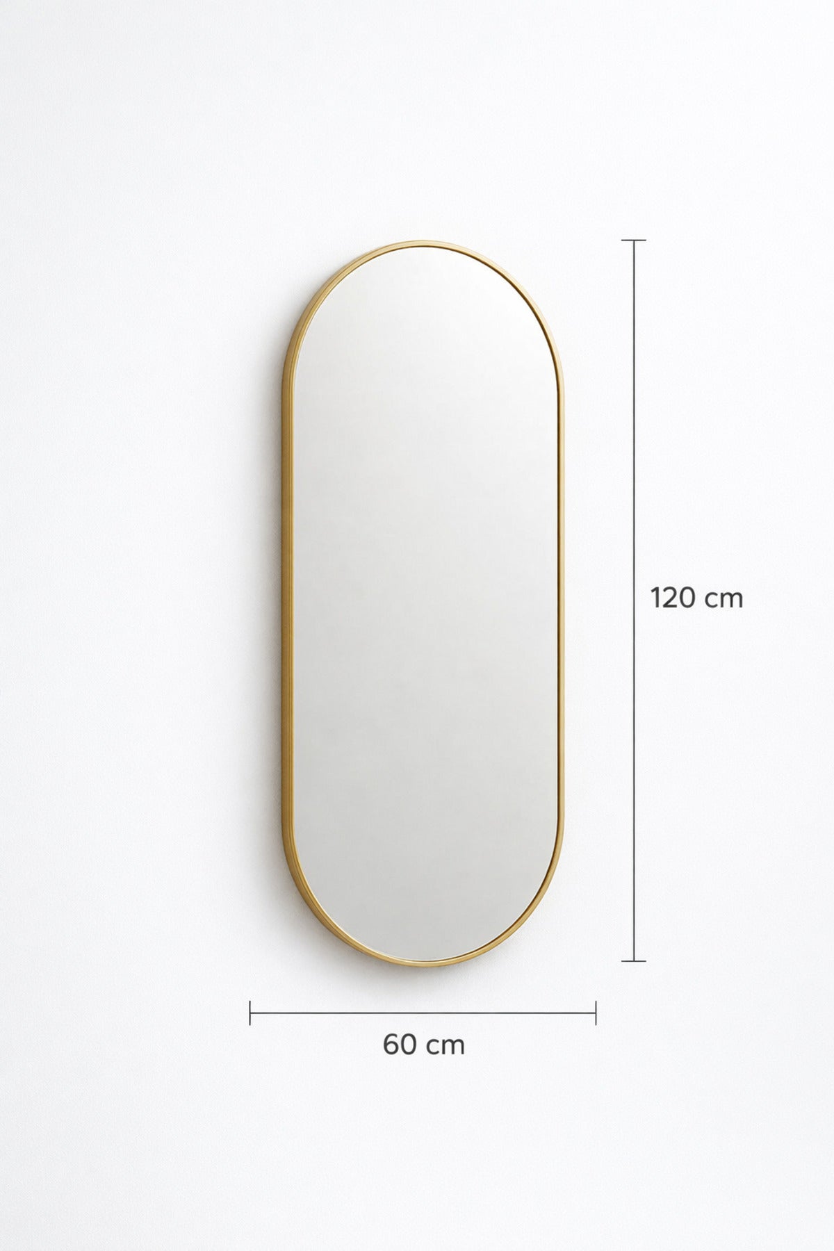 Brushed Brass Oval Wall Mirror with Slim Metal Frame-size 120*60CM