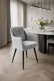 Light Grey Armchair with Black Legs, 86x50x44 CM light grey armchair Dining Room Chair