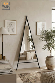 Modern Full Length Floor Mirror with Triangular A-Frame Stand, Freestanding Dressing Mirror for Bedroom, Dressing Room, Entryway and Boutique