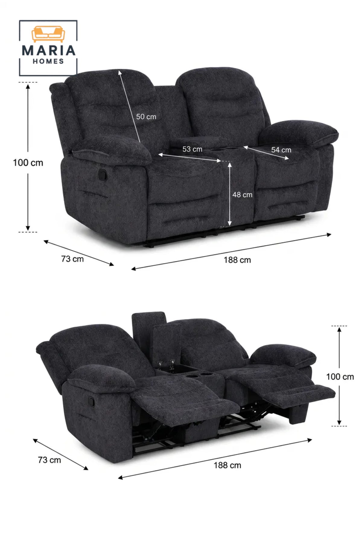 Dual Reclining Loveseat with Center Console, Hidden Storage and Cup Holders