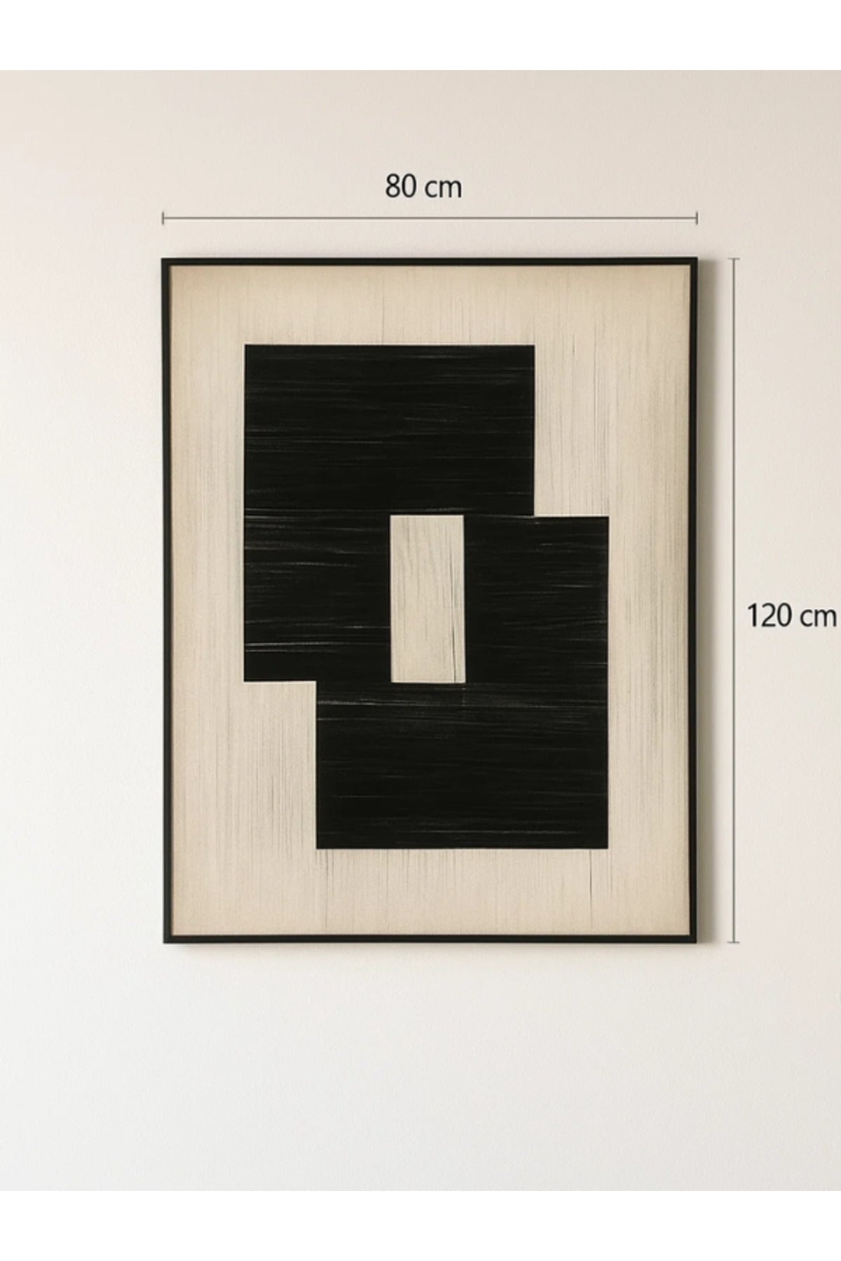 Modern Abstract Wall Art Ð 120_80 cm Beige and Black Geometric Framed Canvas DŽcor