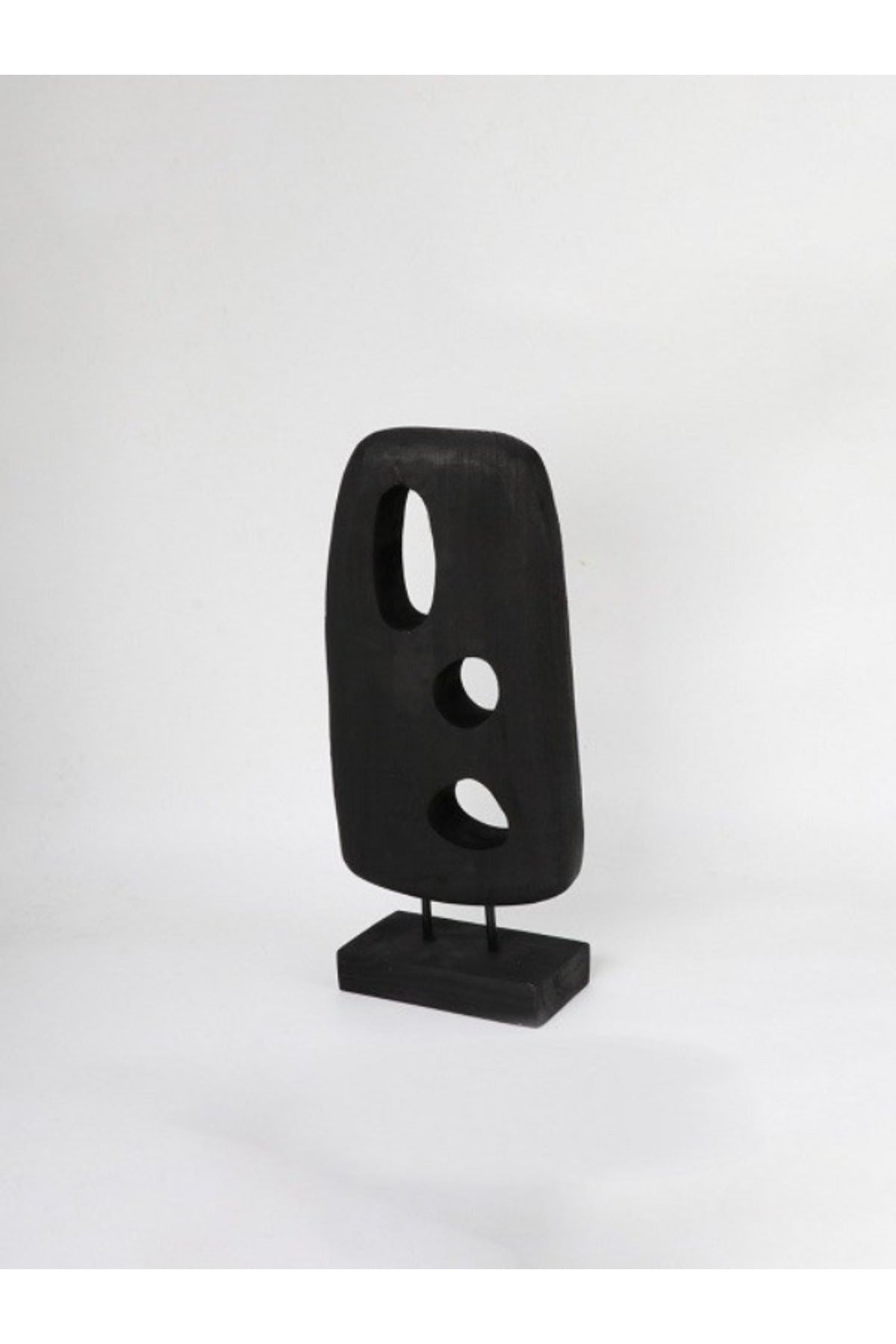 Black Wooden Abstract Cut-Out Sculpture on Stand Ð Modern Decorative Accent