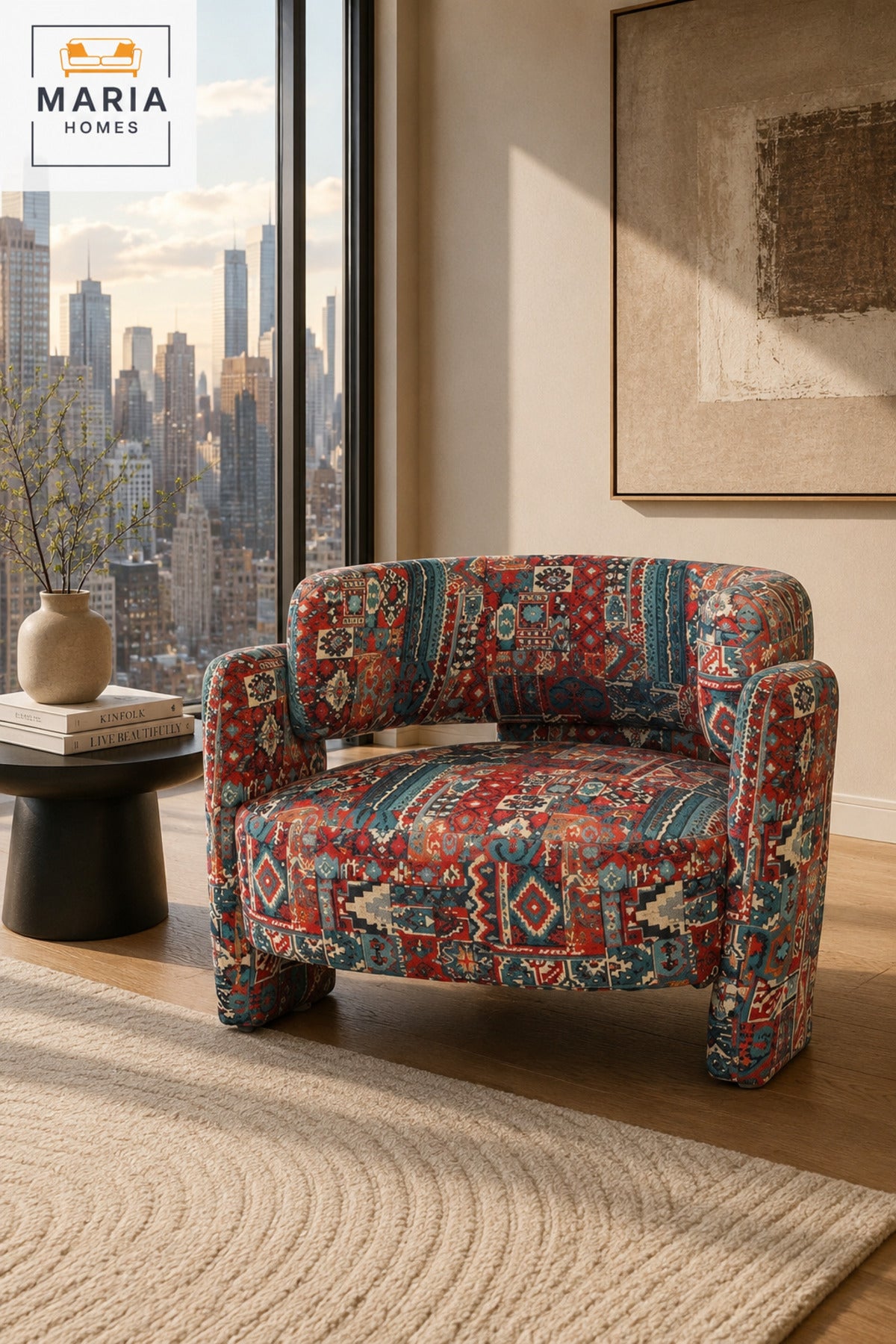 Persian Pattern Accent Chair Ð Upholstered Lounge Chair for Living Room, Bedroom, Hotel & Reception Area