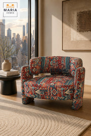 Persian Pattern Accent Chair Ð Upholstered Lounge Chair for Living Room, Bedroom, Hotel & Reception Area