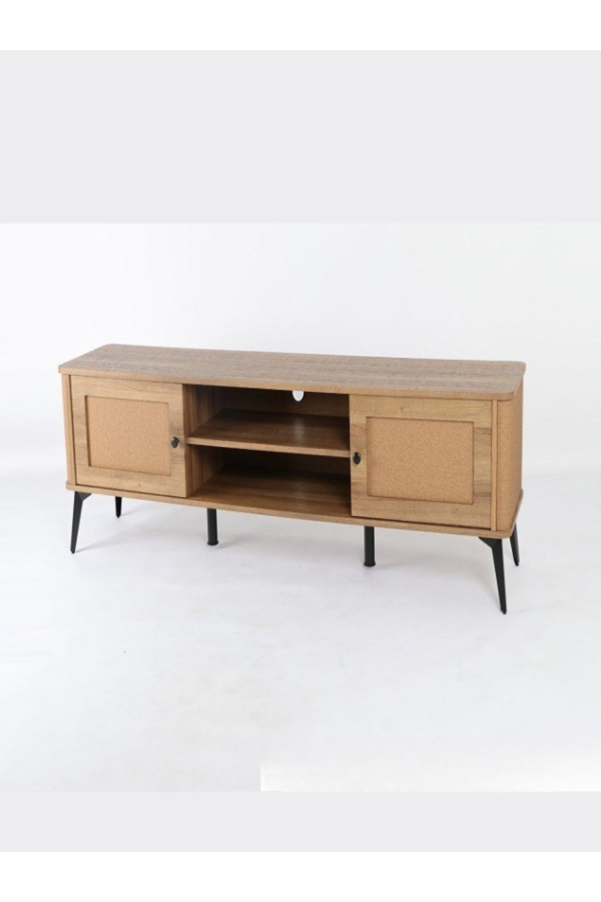 Brown Wooden TV Stand with Storage | Modern TV Cabinet with Shelves & Side Doors | 180_40_50 cm