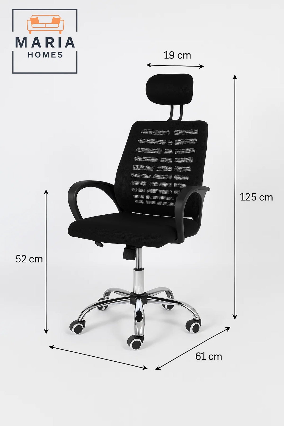 Black Mesh Office Chair with Headrest and Curved Armrests Ð Ergonomic Design for Daily Comfort