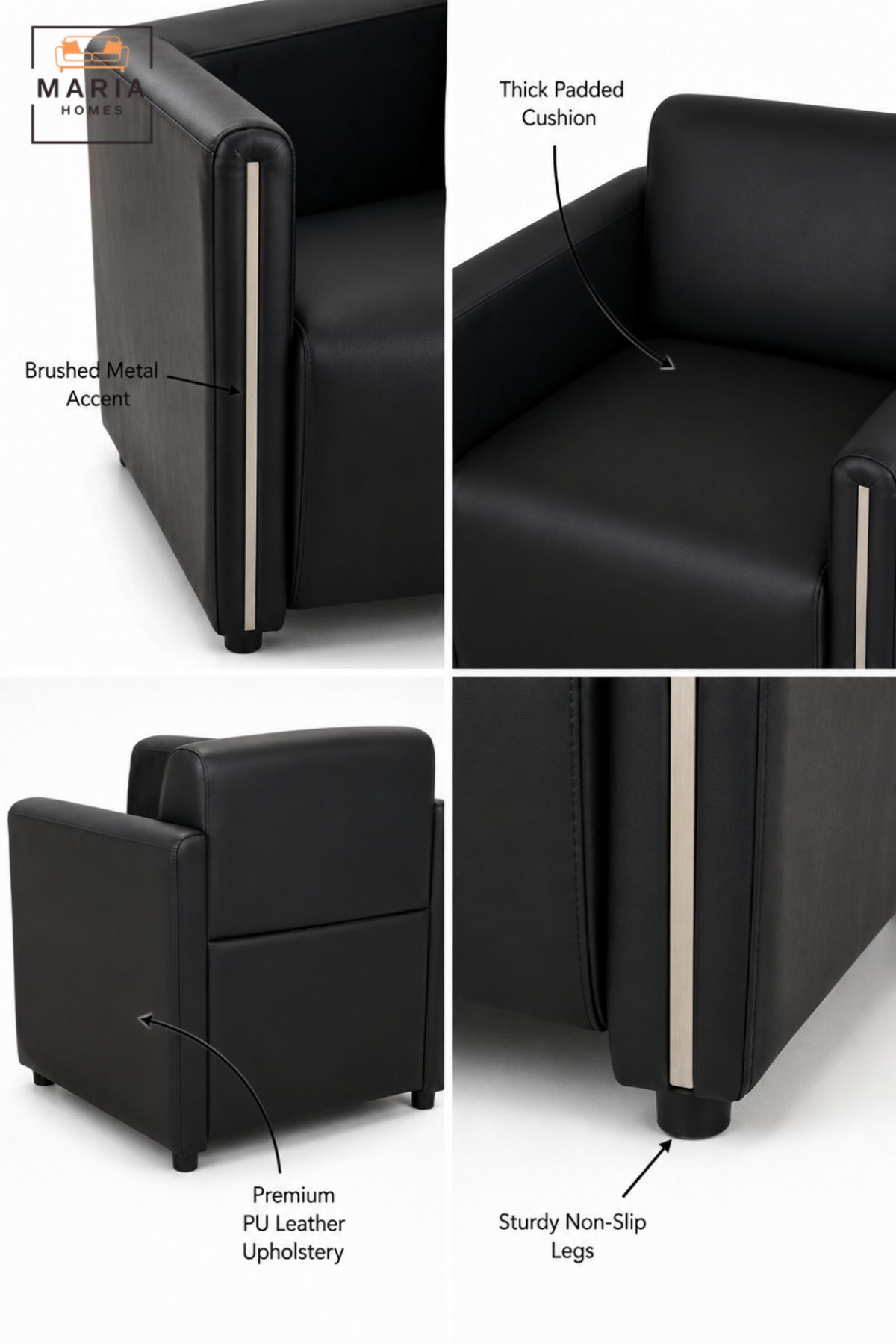 Modern Single Seater Armchair with Padded Seat & Supportive Backrest | Contemporary Accent Chair for Office, Reception, Lounge & Waiting Area