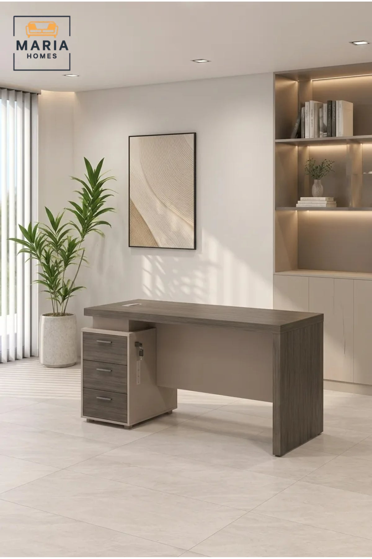 Modern Office Desk with 3 Drawer Mobile Pedestal √ê Executive Computer Workstation Table