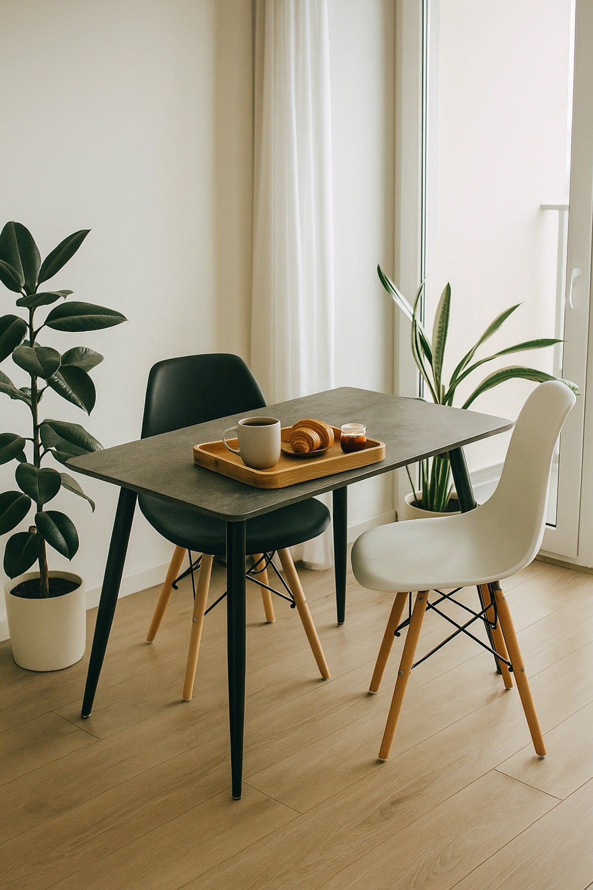 Modern Grey Dining Table with Black Metal Legs Ð 120_70_76 cm | Stylish Rectangular Table for Home
