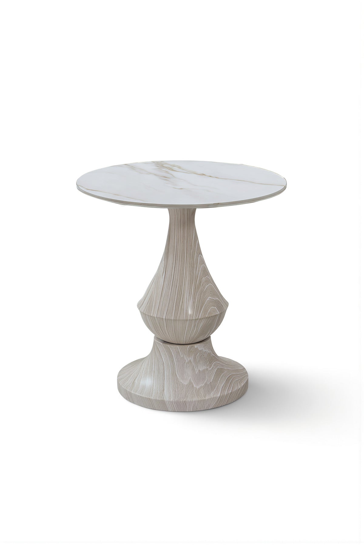 Ceramic Top Tea Table √ê Wood Style Round Side Table 45_45_55 cm