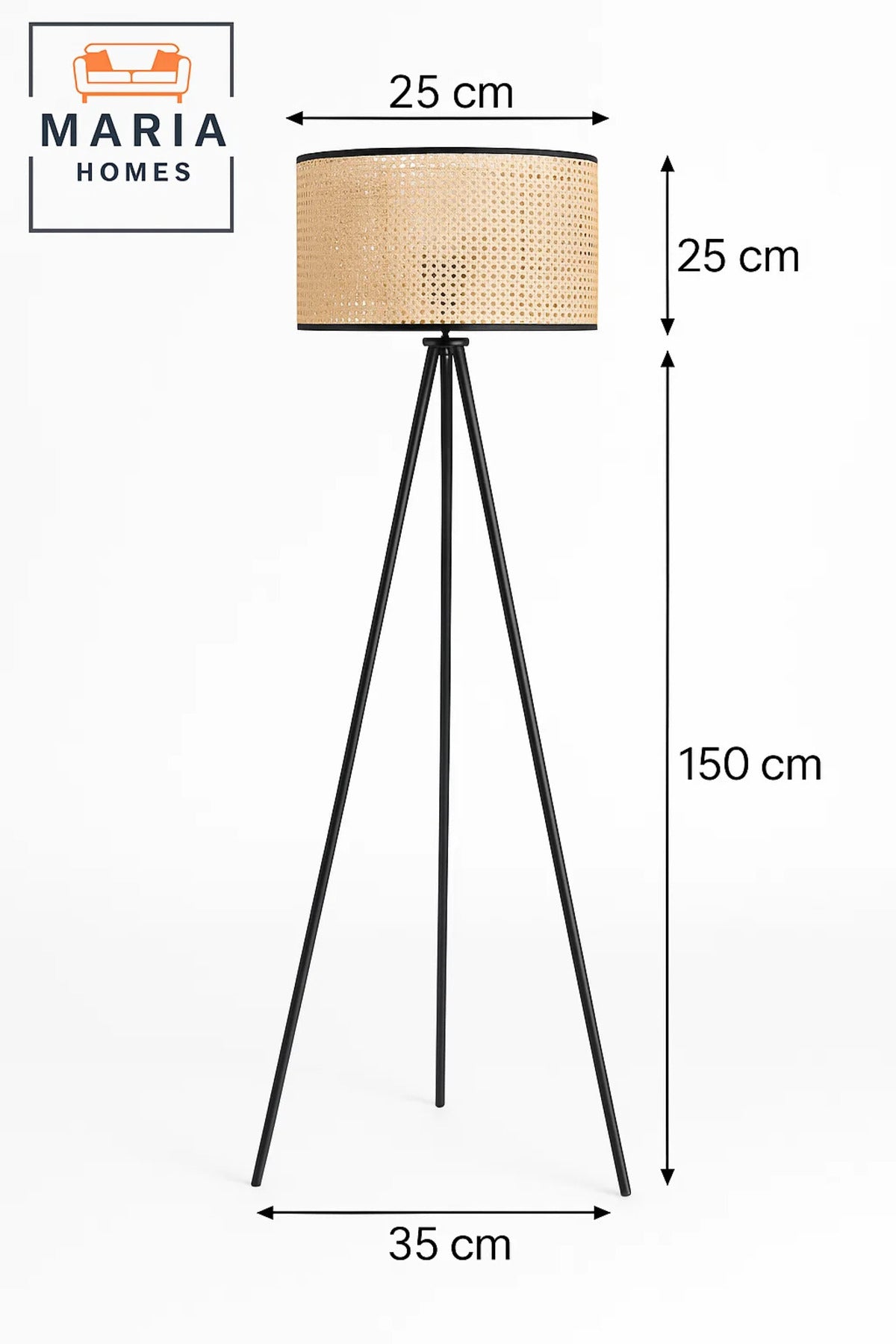 Tripod Floor Lamp with Rattan Drum Shade