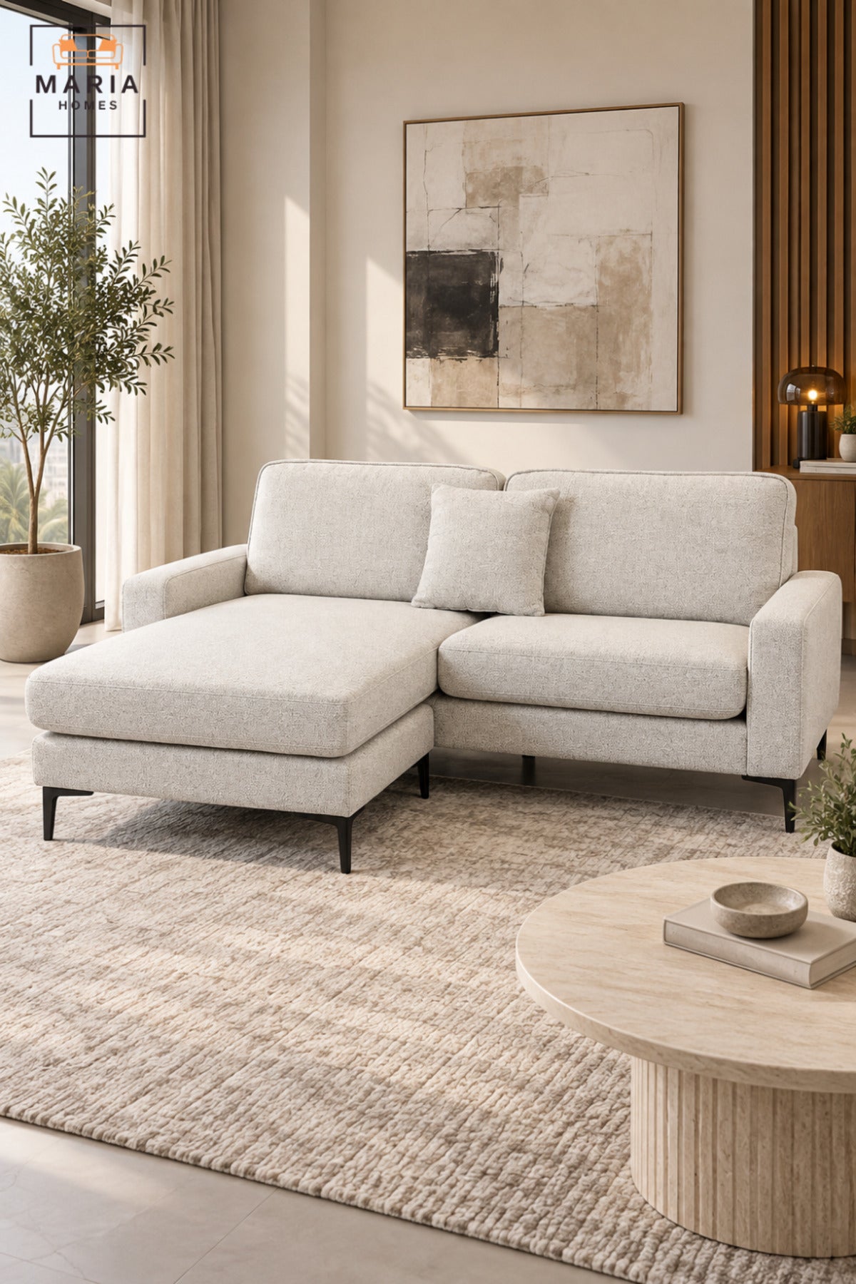 Large L-Shaped Sectional Sofa with Chaise Lounge, Soft Upholstered Cushions, Modern Contemporary Design for Living Room, Lounge & Apartment