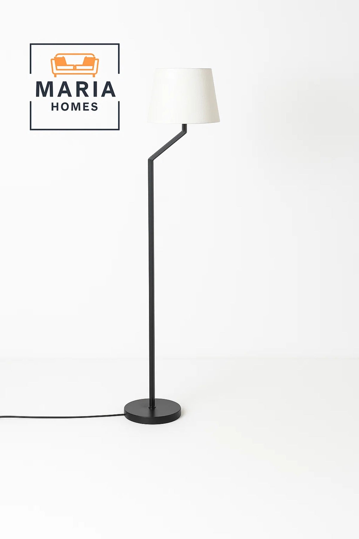 Classic Black Floor Lamp with White Shade