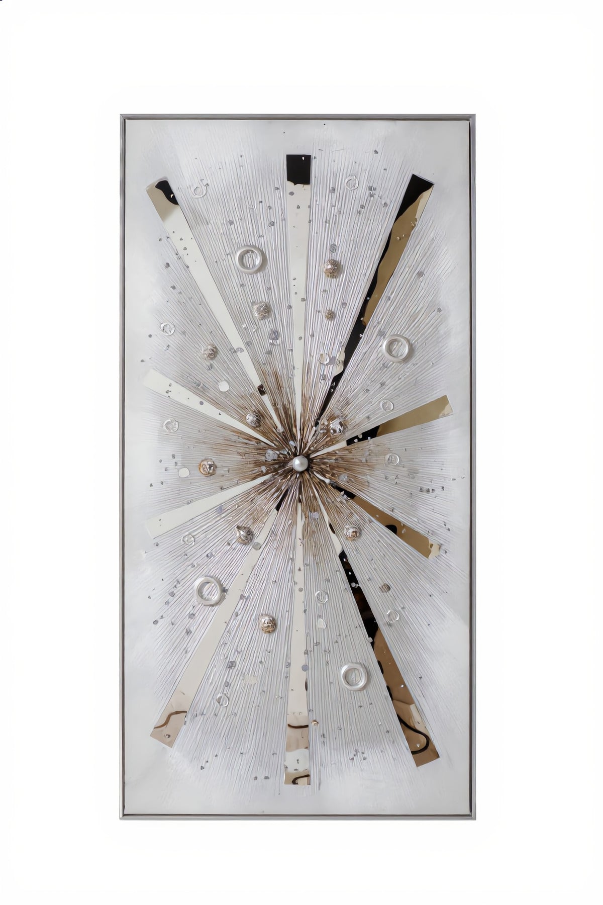 Luxury Silver Burst Wall Art √ê Modern 3D Metallic Decor for Living Room, Bedroom & Office - 70*140CM