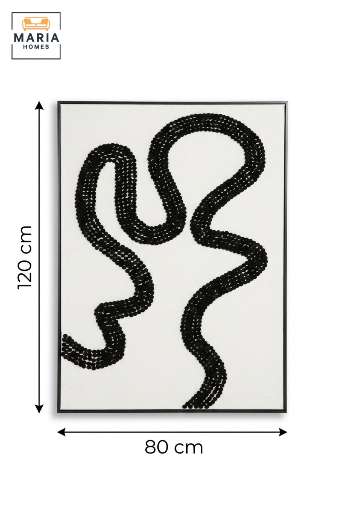 Modern Abstract Textured Wall Art with Slim Black Frame, Black Line Design on White Canvas for Living Room, Bedroom, Hallway and Office Décor