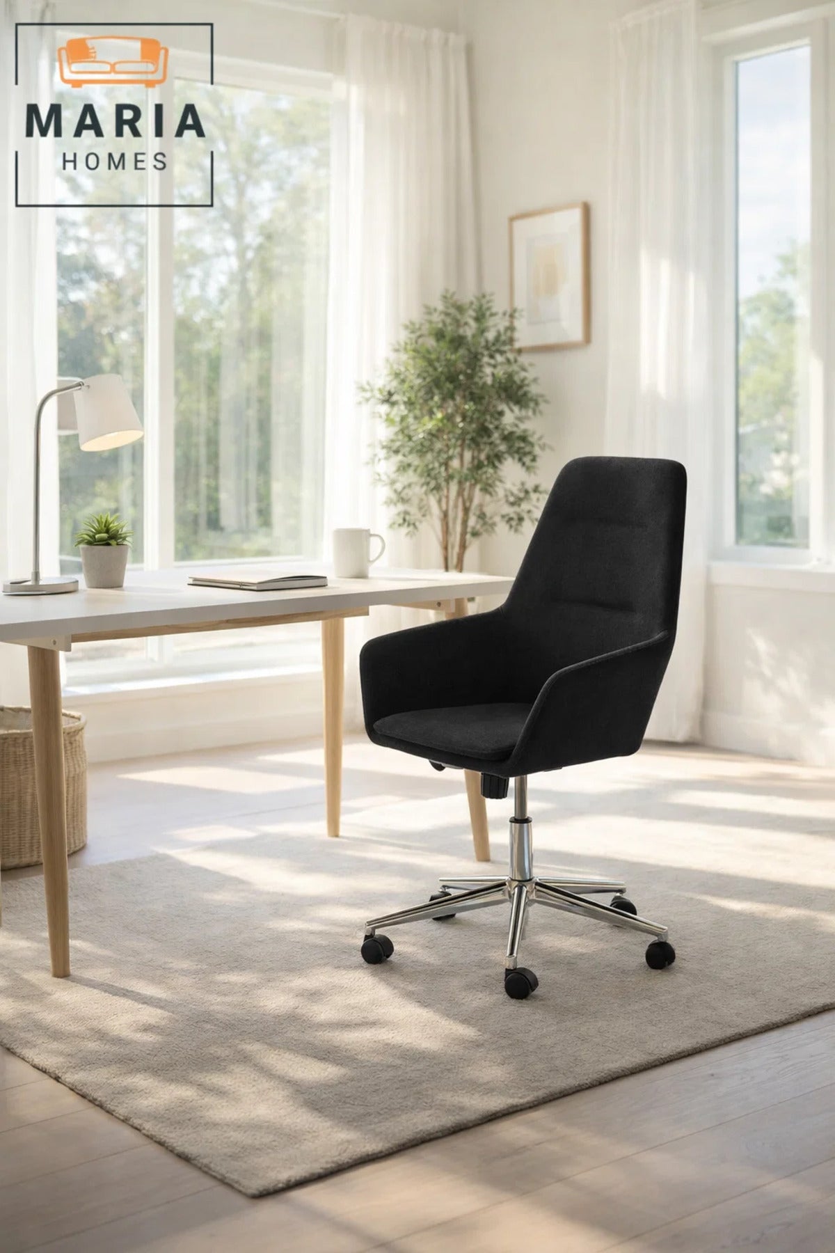 Black Office Chair with Wheels Ð Modern Ergonomic Swivel Work Chair