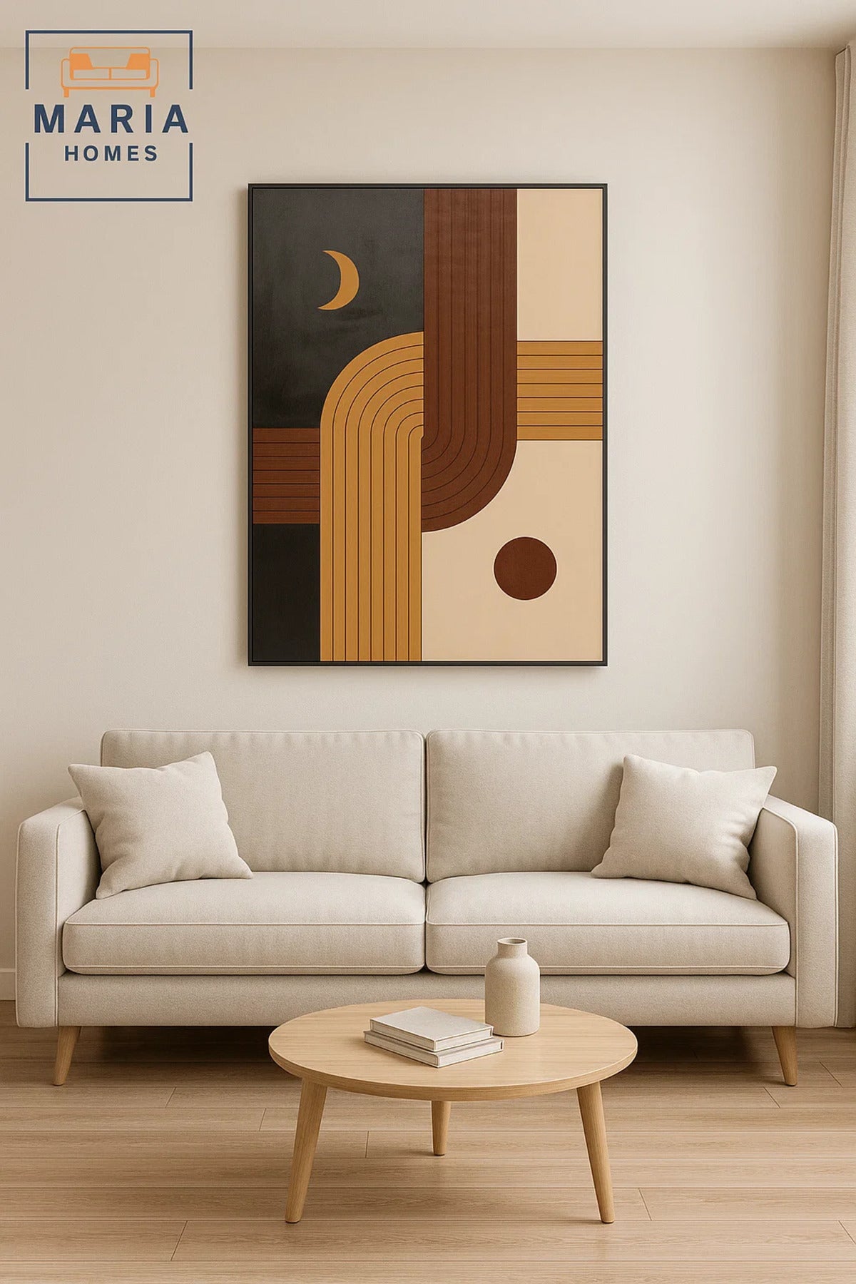 Geometric Abstract Wall Art with Moon Ð Modern Textured Decor for Living Room & Office 120*80cm