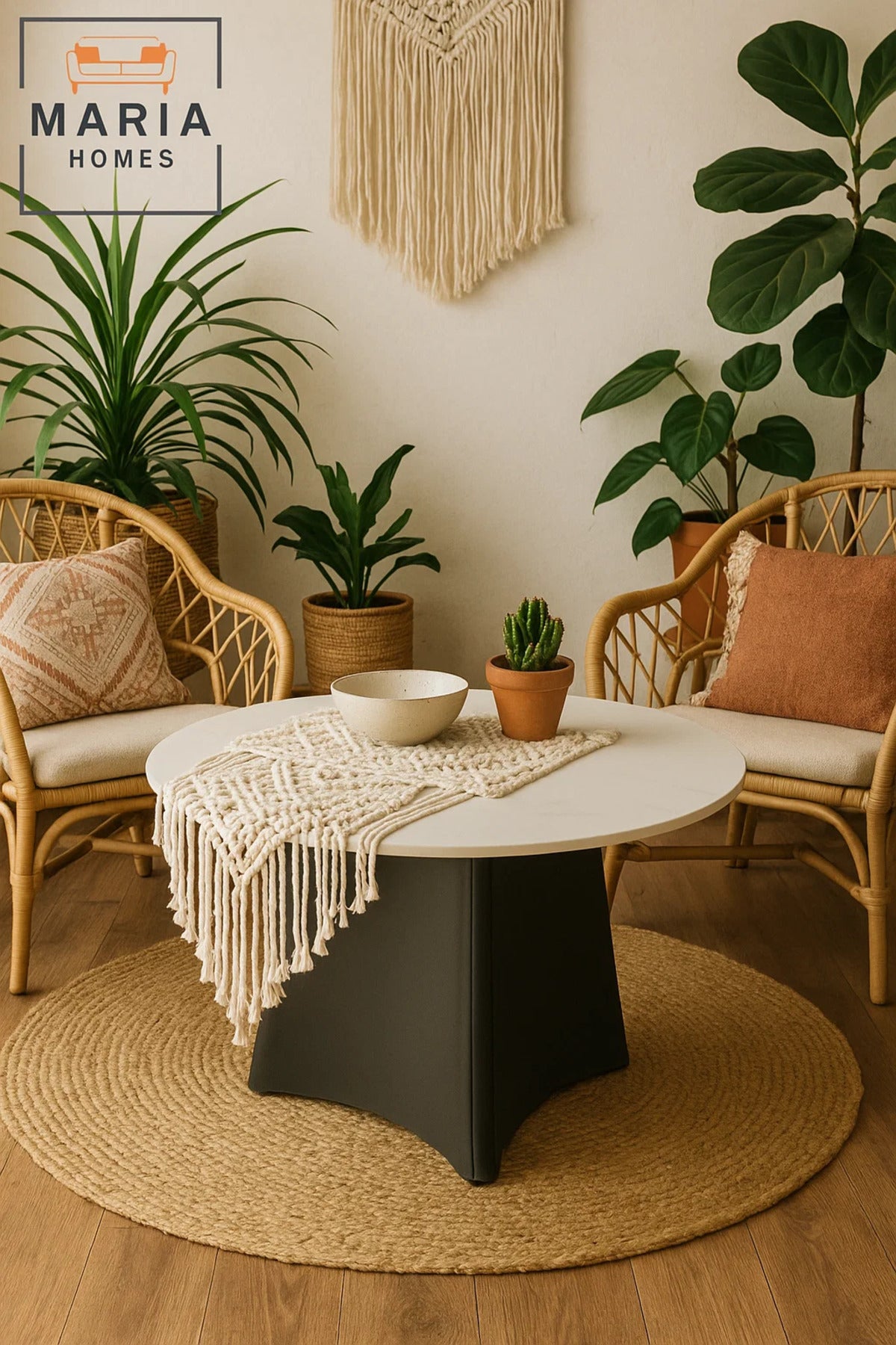 Modern marble round coffee table with matte black base 80*46