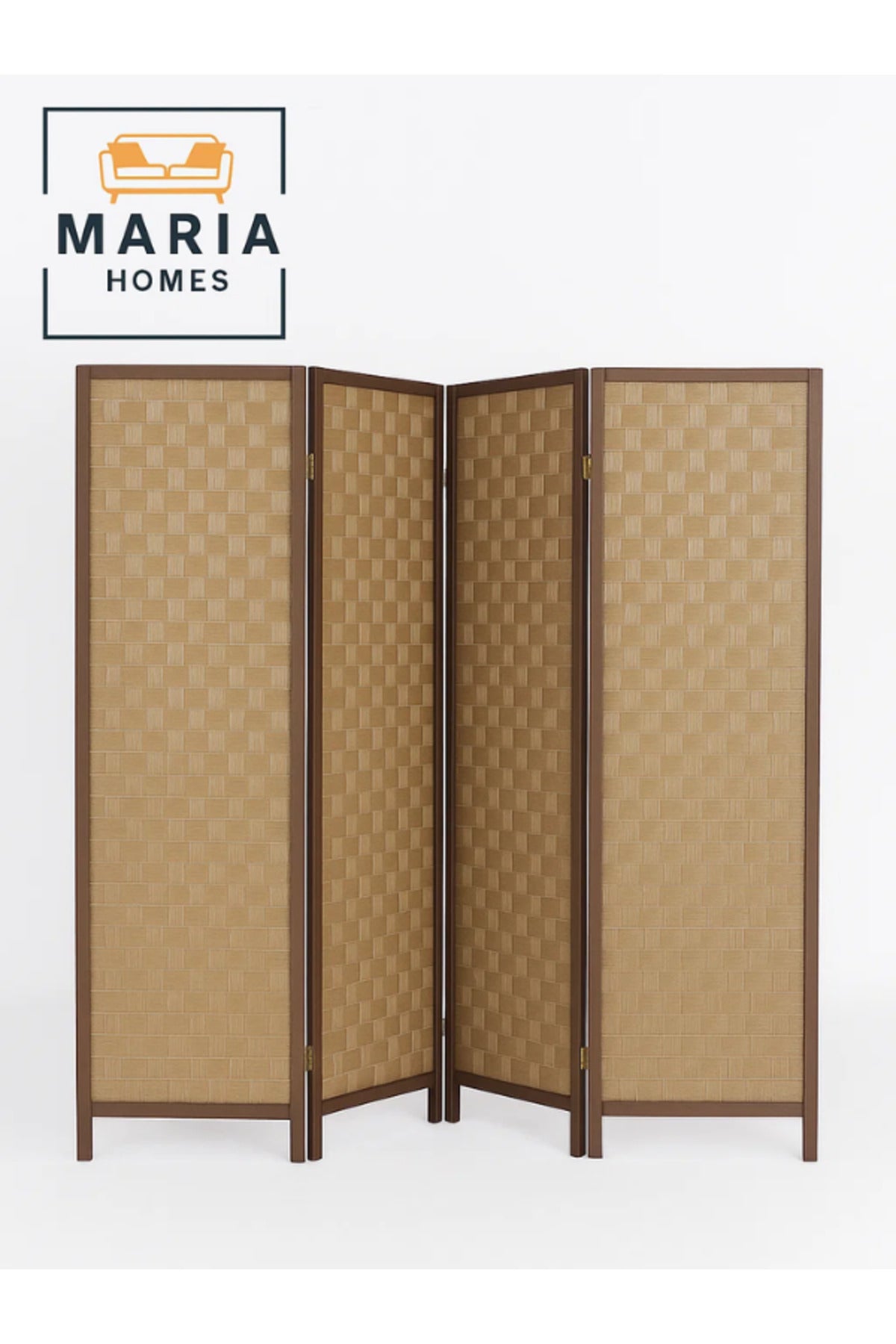 Brown 4-Panel Room Divider Screen Ð Privacy Partition for Home, Office & Majlis 180_178 cm
