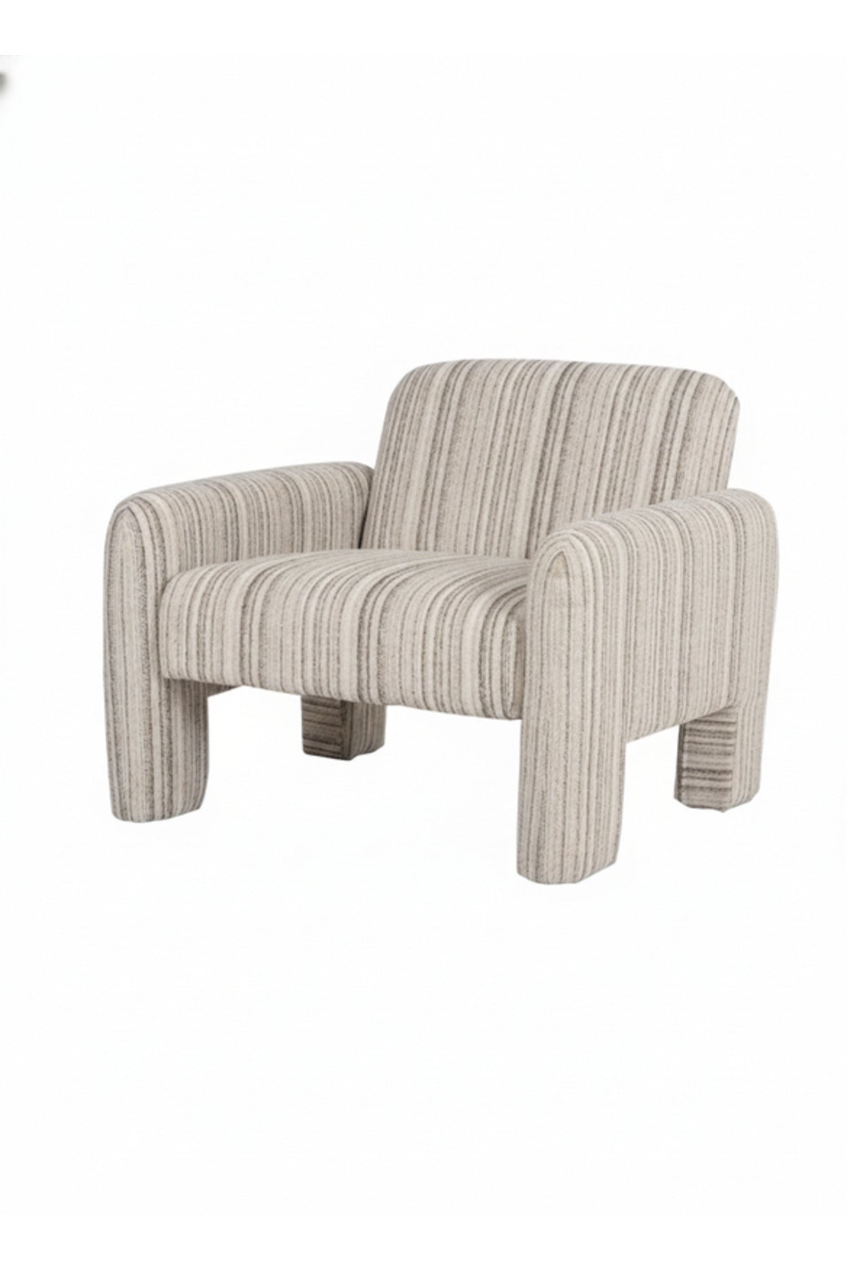 Modern Beige Fabric Accent Armchair Comfortable Upholstered Living Room Chair