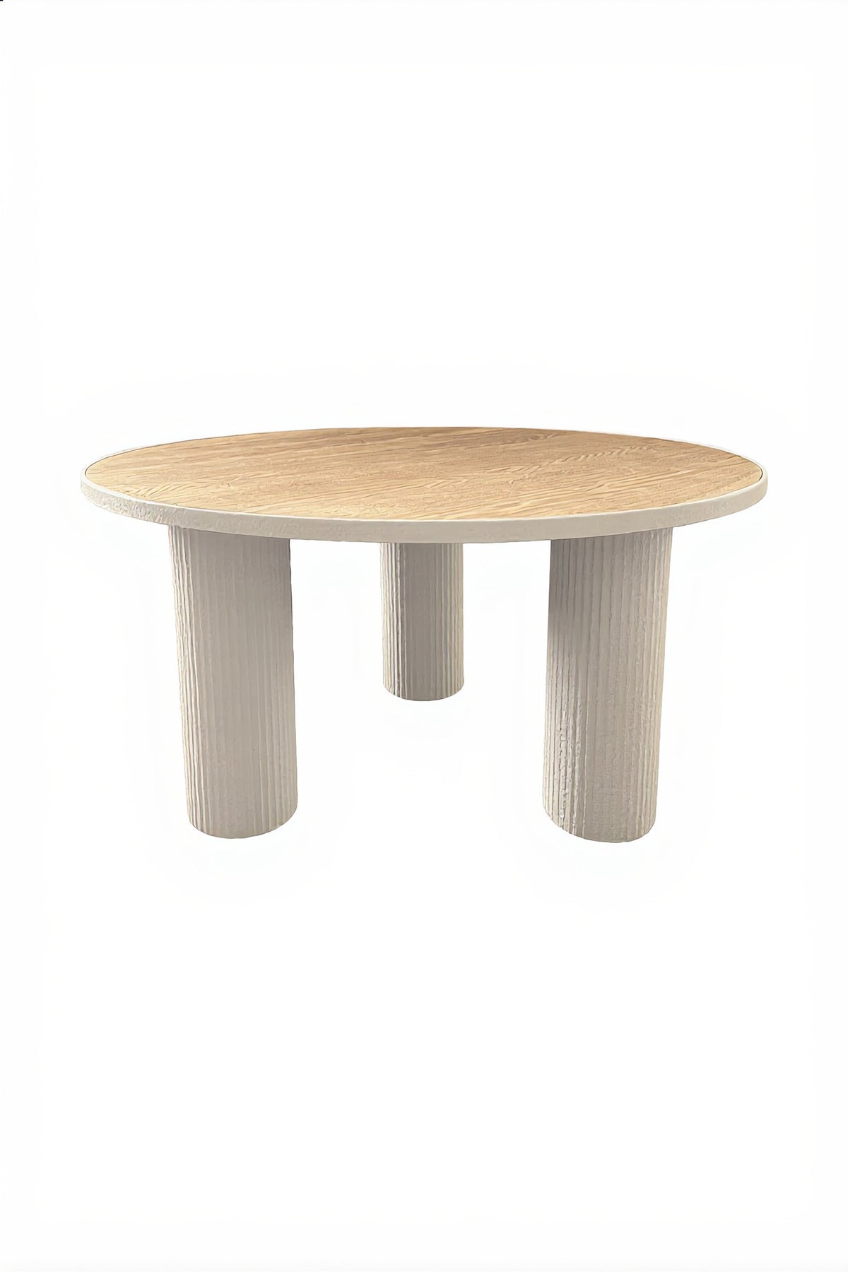 Beige & Wood Center Table 80_80_45 cm √ê Modern Round Coffee Table