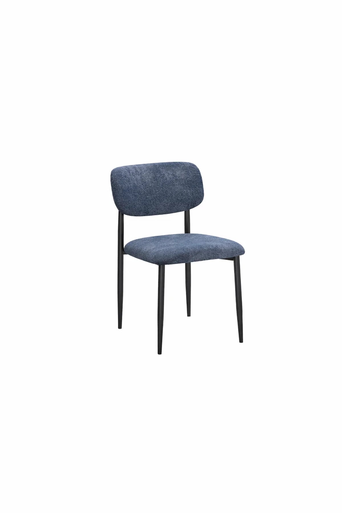 Dark Grey Upholstered Dining Chair with Black Metal Legs Modern Fabric Dining Chair
