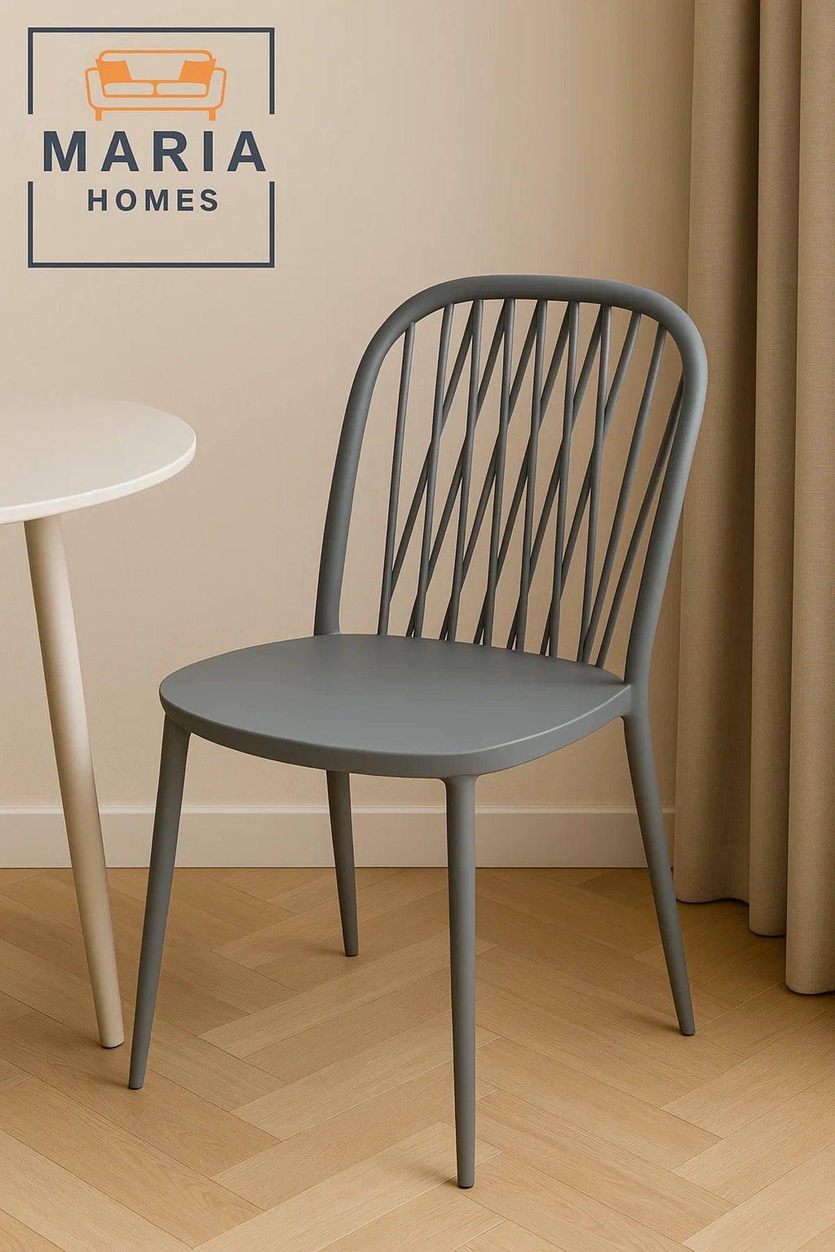Grey Plastic Dining Chair with Spindle Back Ð Minimalist & Durable Design