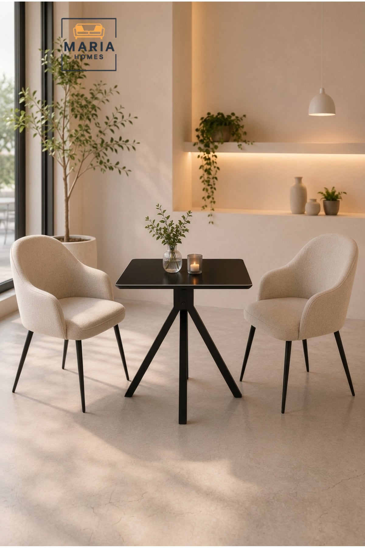 Modern Square Dining Table Caf≈Ω Table Restaurant Table Bistro Table with Black Metal Base