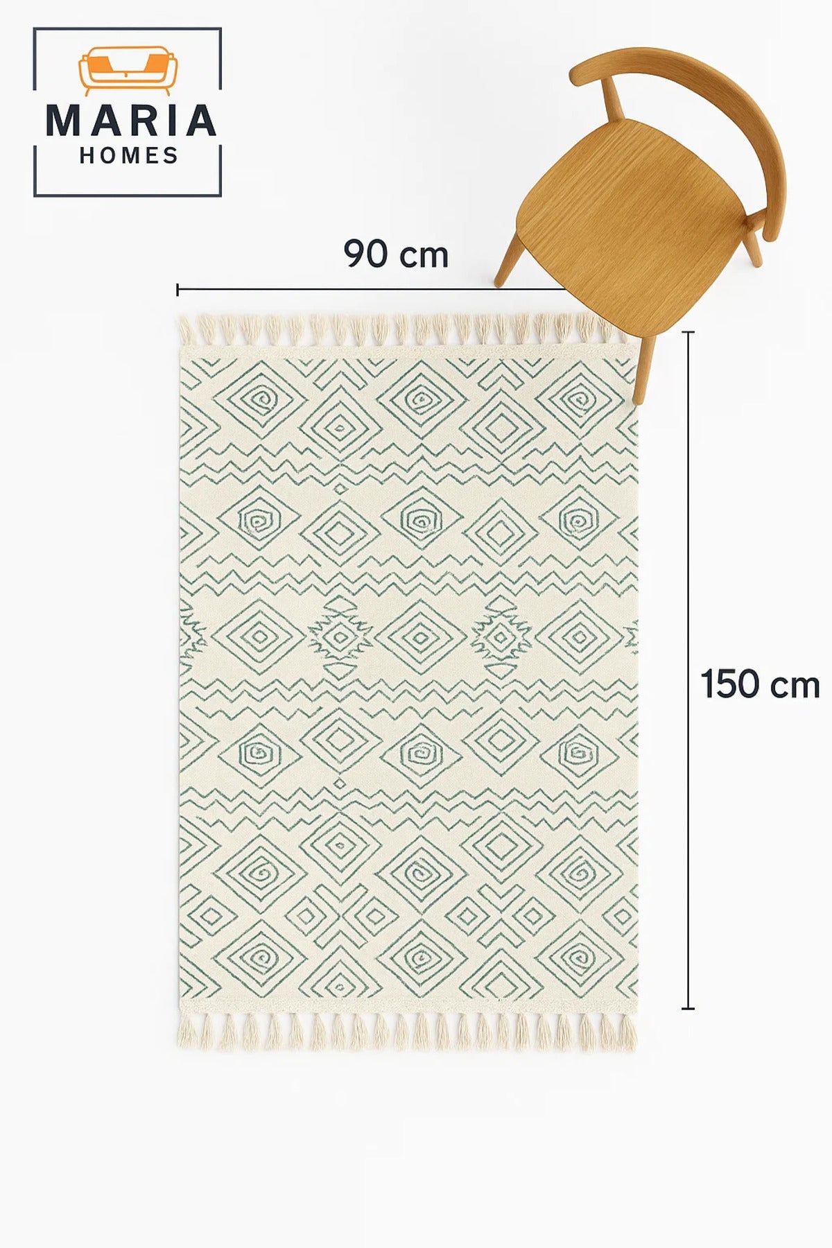 Boho Geometric Cotton Area Rug with Tassels Ð size 90x150 cm