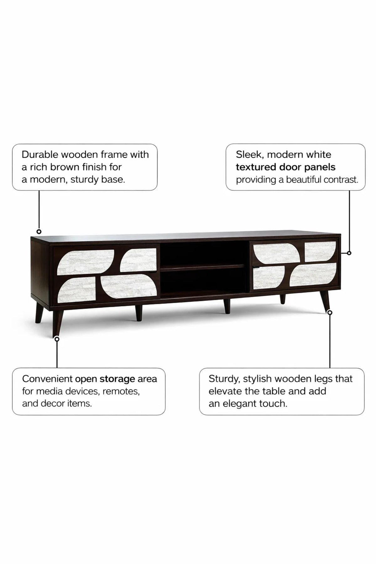 Brown TV Unit 160_40_45 cm √ê Modern Entertainment Center with Decorative Doors