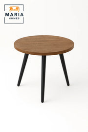 Round Wooden Coffee Table with Black Tapered Legs-size 35cm