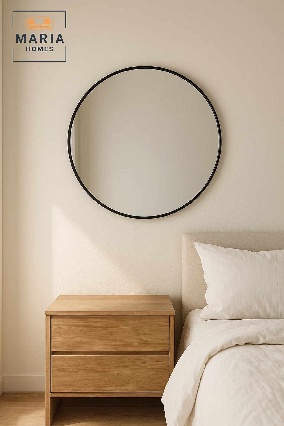Round Black Frame Wall Mirror for Bathroom, Bedroom, Vanity & Living Room D≈Ωcor 100x100